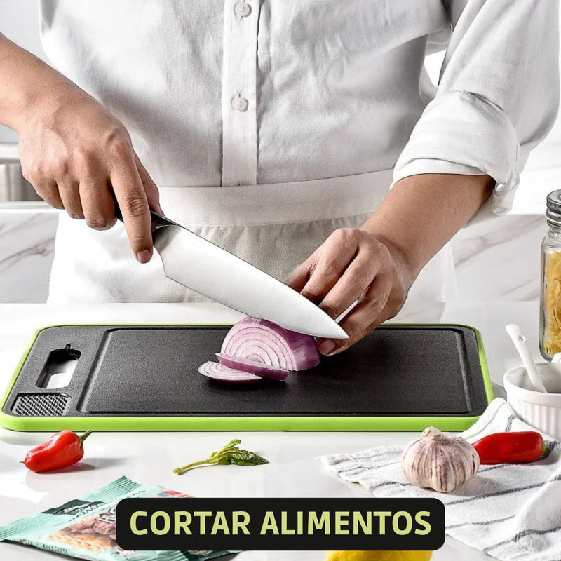 Tábua ChefFlex MultiBoard 4 em 1  | ❄️ Descongele | 🔪 Corte | 🧄 Rale | 🍋 Afie - A multifuncional que sua cozinha precisava!