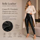 Belle Leather- Legging Couro PU Cintura Alta Flanelada