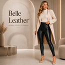 Belle Leather- Legging Couro PU Cintura Alta Flanelada
